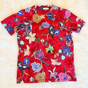 Etro Red Top with Blue Floral Design